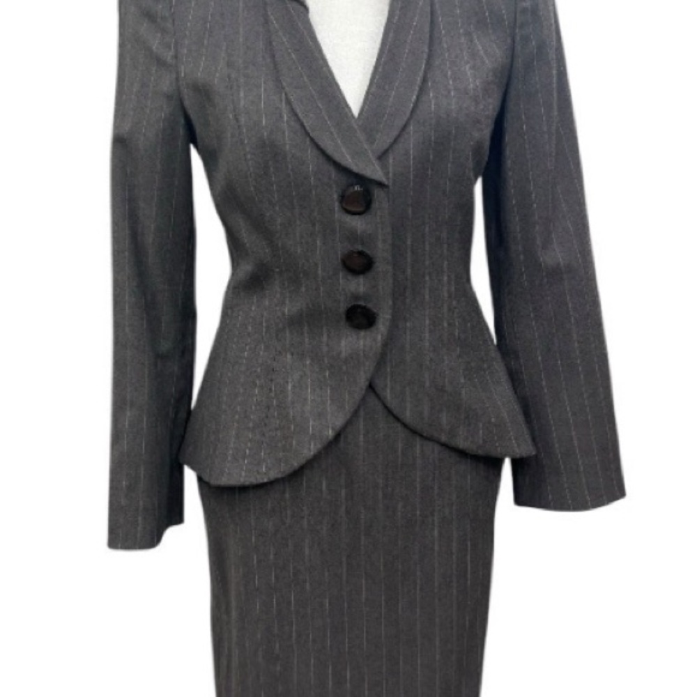 Georgia Armani Women's Taupe Pinstripe Skirt Suit